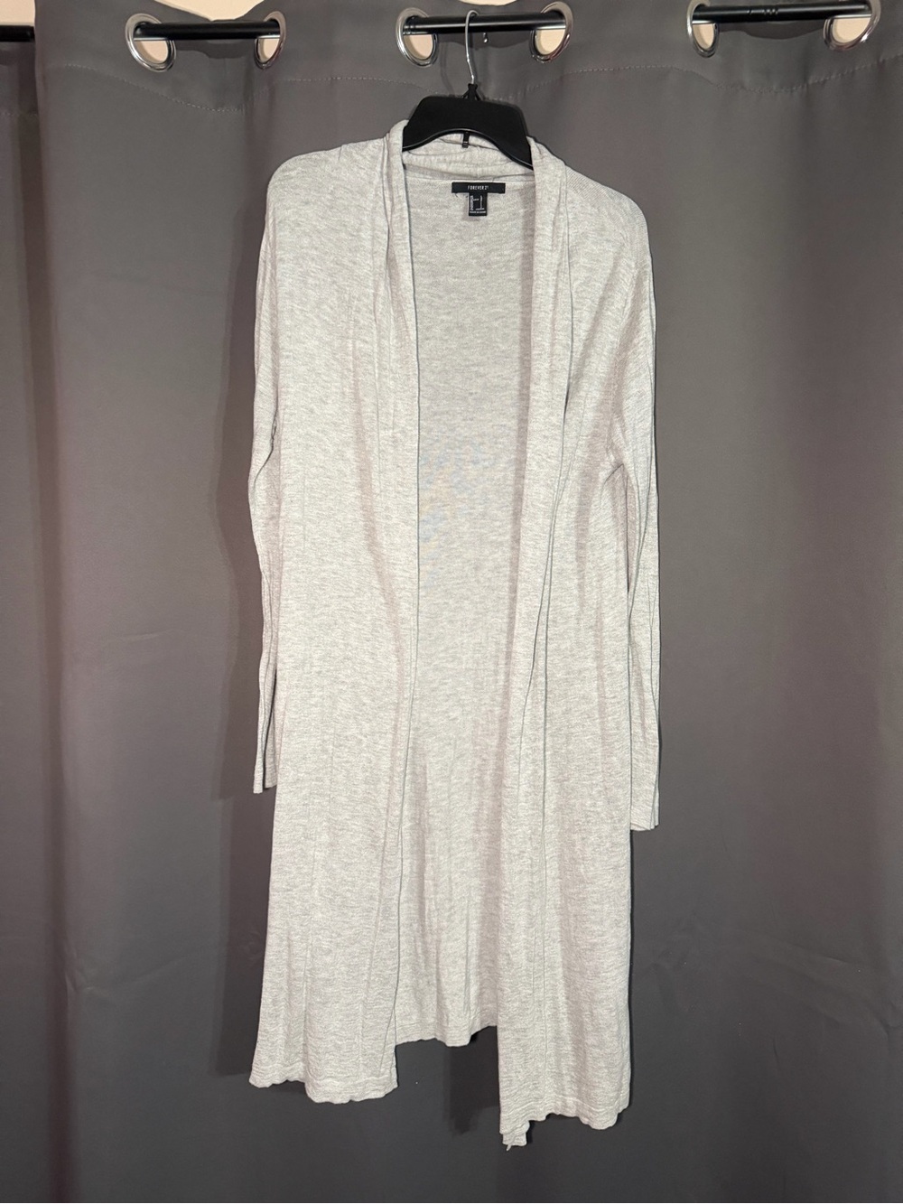 Forever 21 Light Gray Open-Front Long Cardigan
